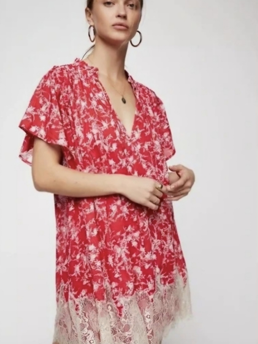 NWOT Free People Red Marigold Printed Mini Dress